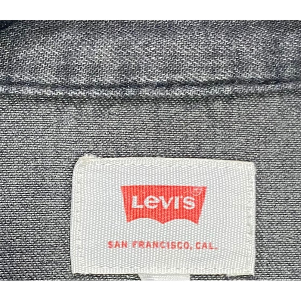 VTG Levis Mens Barstow Western Denim Shirt Black Gray Pearl Snap LS Sz Small - Picture 5 of 9